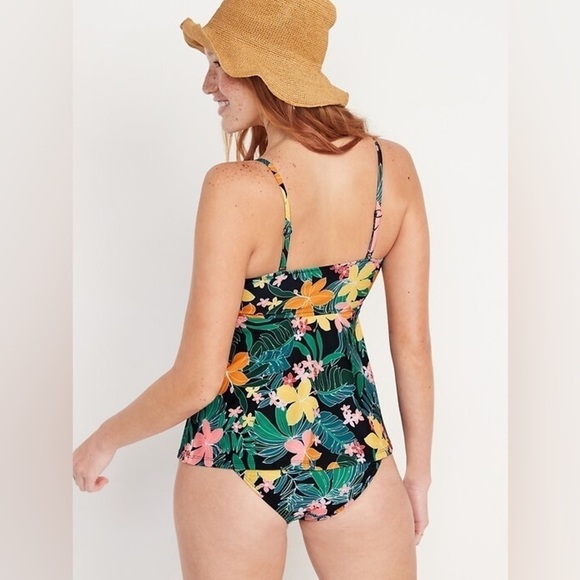 NWT! Tropical Knotted A-Line Tankini Swim Top - Size Medium 💎 - Picture 2 of 4